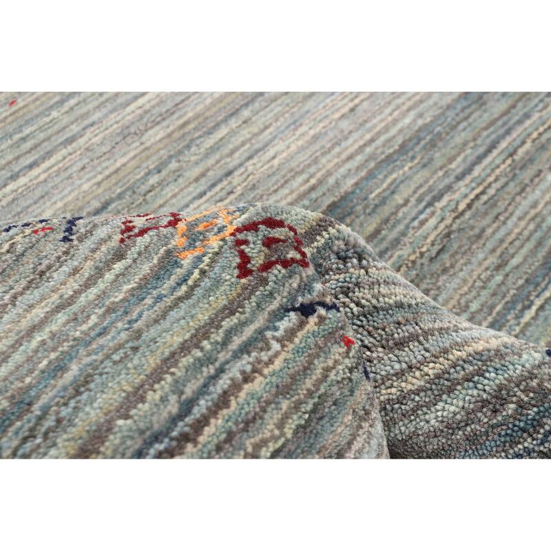 ECARPETGALLERY Hand Loomed Kashkuli Gabbeh Dark Grey Wool Rug - 4'0 x 5'8