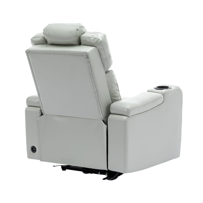 PU Leather Massage Chair with Cup Holder, Bluetooth Speaker and USB Ports Home Theater Recliner with Tray Table