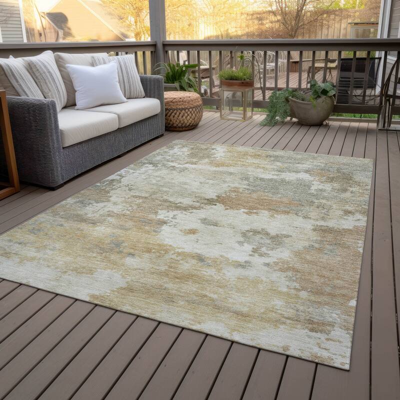 Machine Washable Indoor/Outdoor Abstract Blend Chantille Rug