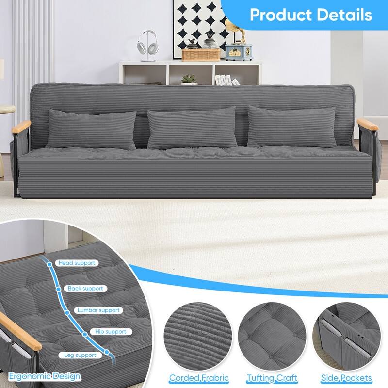 Mixoy Muti-Functional Folding Floor Sofa Bed,3-Seater,2-Seater,1-Seater Lazy Futon Sofa with 6 Position Adjustable Backrest