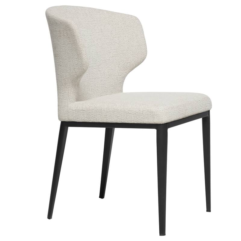 Cabo Mid-Century Modern Chenille Upholstered Wingback Dining Chair - Beige