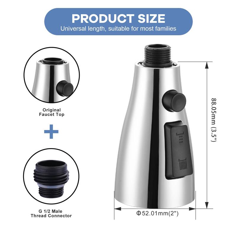 WOWOW 1/2 in. Kitchen Faucets Head with 3-Spray Modes and 9 Adapters