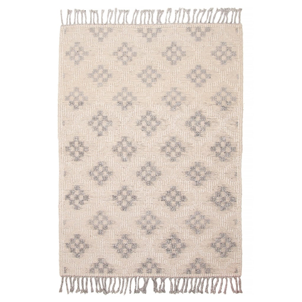 ECARPETGALLERY Braid weave Sienna Beige Wool Rug - 5'3 x 7'4