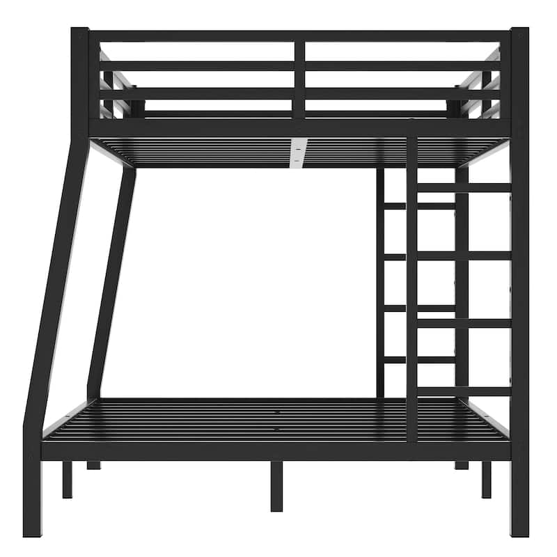 Black Full XL over Queen Size Metal Bunk Bed with Space-Saving Design and Ladder