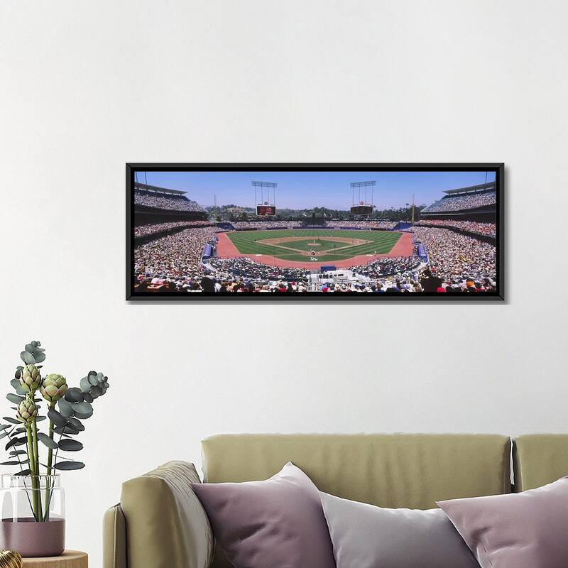 iCanvas "Dodgers vs. Angels, Dodger Stadium, Los Angeles, California, USA" by Panoramic Images Framed Canvas Print