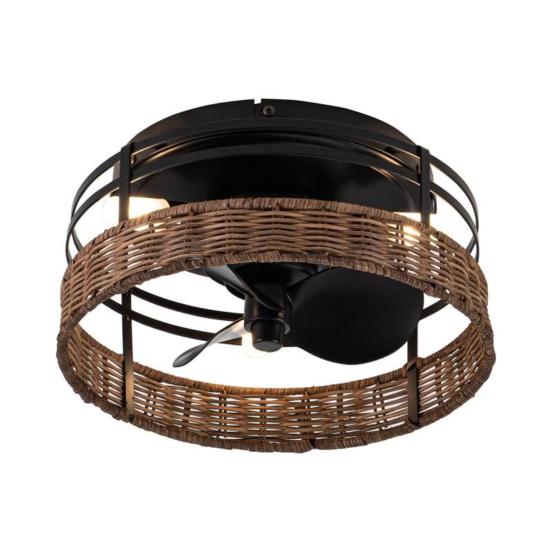 13" 3-Light 3-Blade Rustic Farmhouse Ceiling Fan with Light