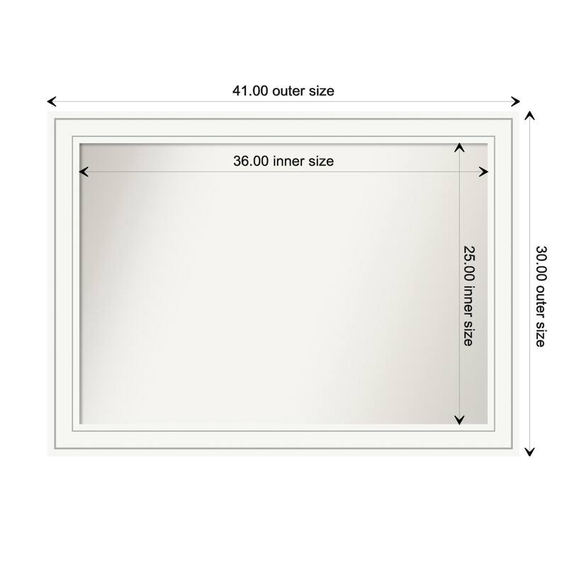 Craftsman White Framed Non-Beveled Custom Wall Mirror, Bathroom Vanity Mirror - Outer Size: 41 x 30
