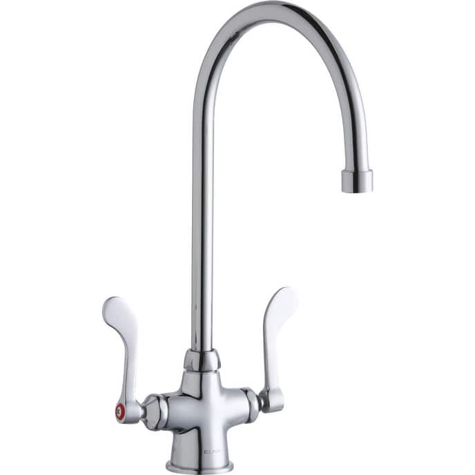 Elkay 1.5 GPM Deck Mounted Double Handle Utility Faucet with Metal - Chrome