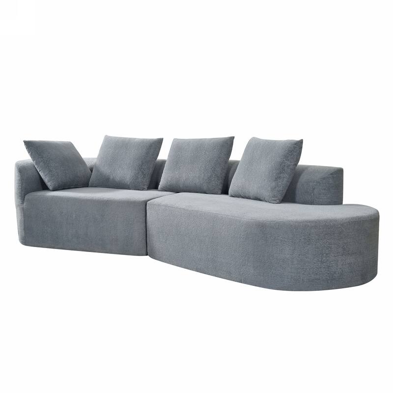 116" Curved Sectional Sofa with Chaise Lounge - High-Density Sponge Cushions, 2-Piece Set, Right-Hand Facing, Fully Assembled