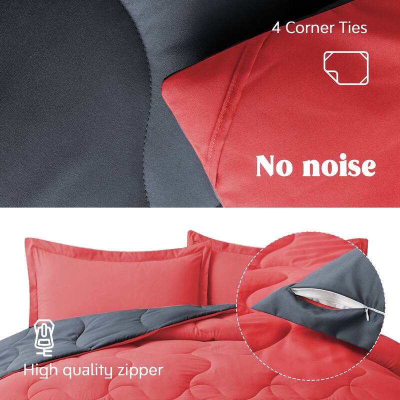 Lightweight Reversible Microfiber Down Alternative Comforter Set