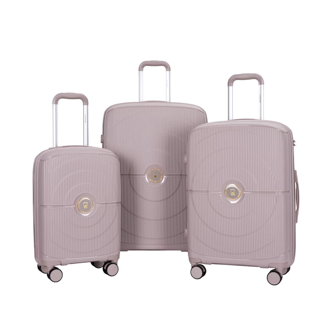3-Piece, Luggage Sets, Hard-Shell Luggage with 2 Swivel Wheels and TSA Lock, for Boarding Travel, Greige