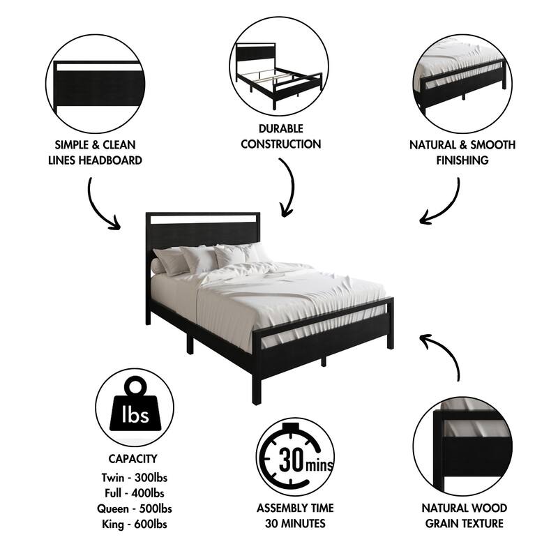 Clayfell Ontario Solid Wood-Look Panel Bed