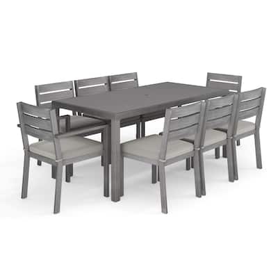 Martha Stewart All-Weather Patio Set with 71" Table and 8 Stackable Dining Chairs - 71"D x 35"W x 30"H