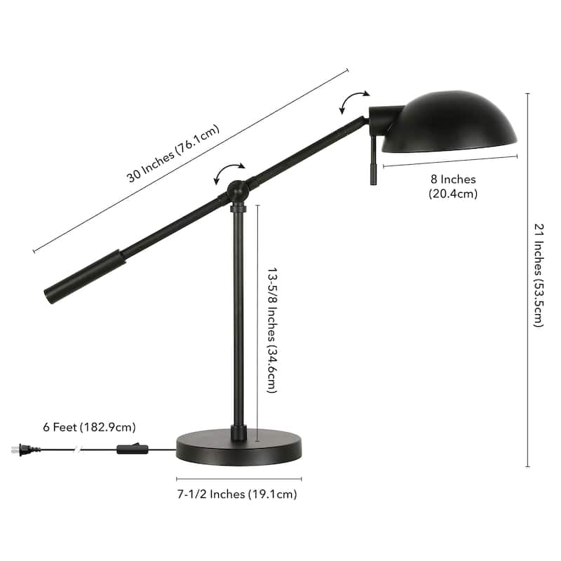 Dexter 23.25" Tall Boom Arm Table Lamp with Metal Shade