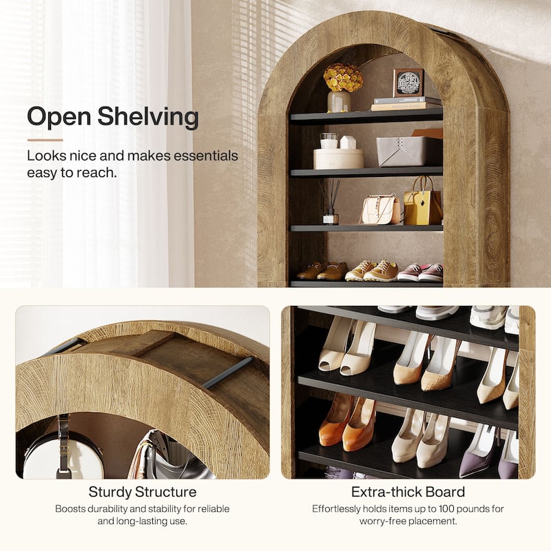 8 Tier 20-24 Pairs Tall Arched Shoe Rack for Closet/ Entryway - 8-tier