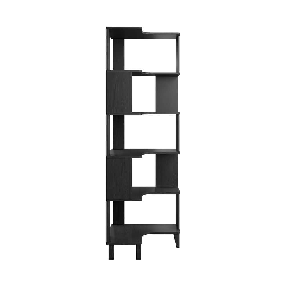 Prepac Nordik 6-Tier Corner Bookcase, 71.5" Extra Tall Corner Shelf, Freestanding Bookshelf for Home Office, Living Room