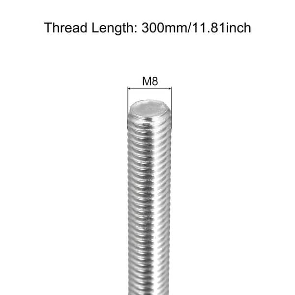 Fully Threaded Rod M8 x 300mm 1.25mm Pitch 304 Stainless Steel Right