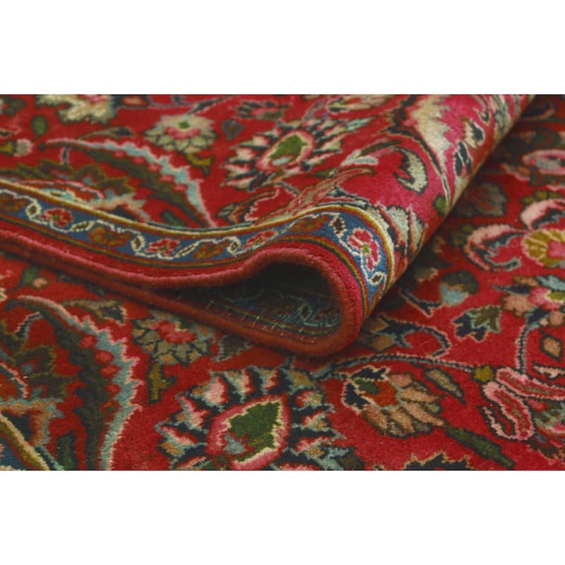 Fine Vintage Distressed Yasmin Red/Navy Runner - 3'4" x 9'2"