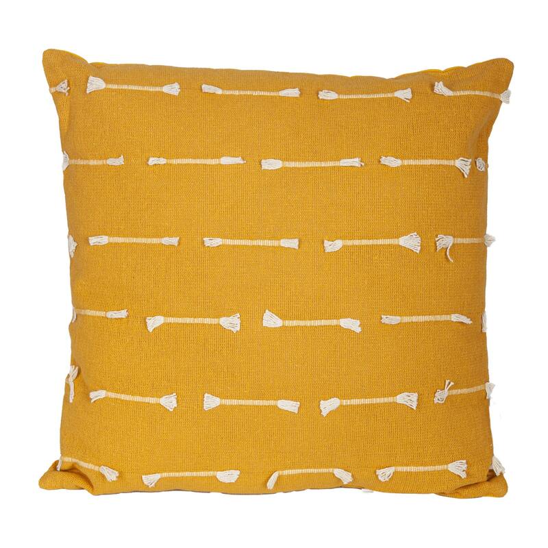 HomeRoots 18" Yellow Striped Cotton Throw Pillow With Texture