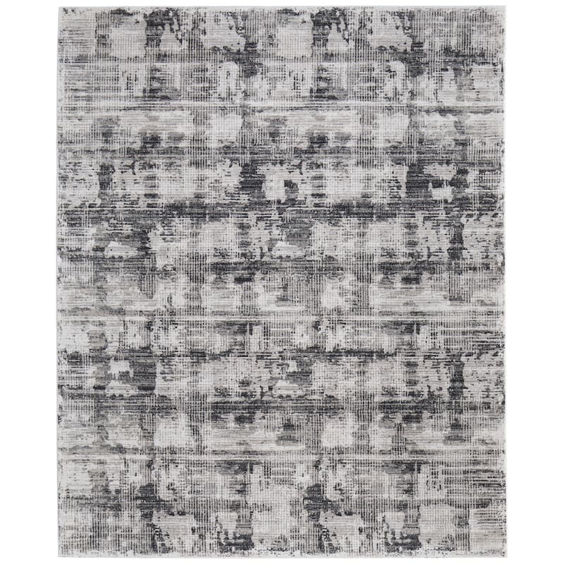 Grand Bazaar Maxin Machine Made Abstract Modern Area Rug - 9'0" x 12'8" - Gray/Ivory