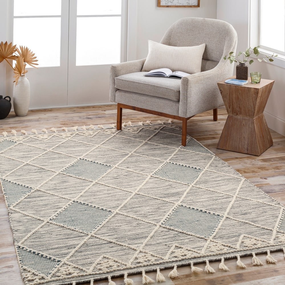 Maaxi Handmade Farmhouse Trellis Wool Area Rug