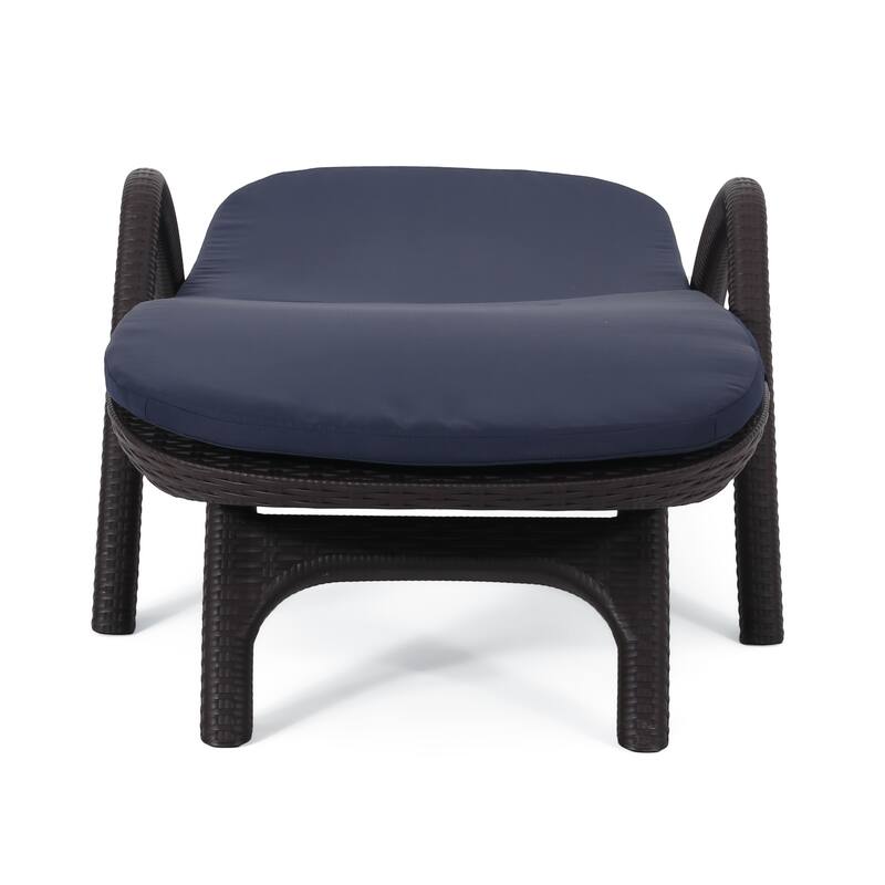 Outdoor Chaise Lounge Chair with Cushion, Adjustable Backrest Recliner Sun Lounger