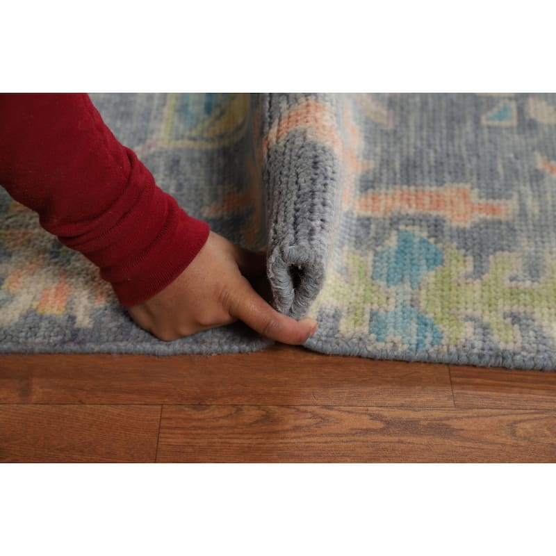 All-Over Gray Oushak Oriental Area Rug Hand-Knotted Wool Carpet - 8'1" x 10'0"