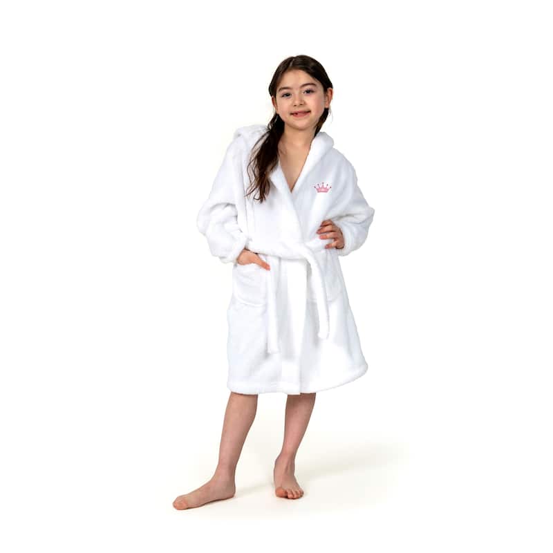 Sweet Kids 100% Polyester SUPER PLUSH Double Brushed Hooded Bathrobe - CROWN