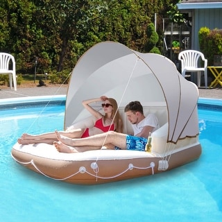 Inflatable Pool Float Lounge Swimming Raft 71 x 71 x 63 canopy is included On Sale Bed Bath Beyond 36308002