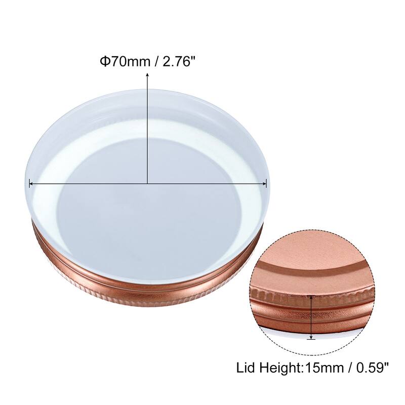 45Pcs Regular Mouth Tin Plate Mason Jar Lids for Canning Jars - Rose Gold - 70mm