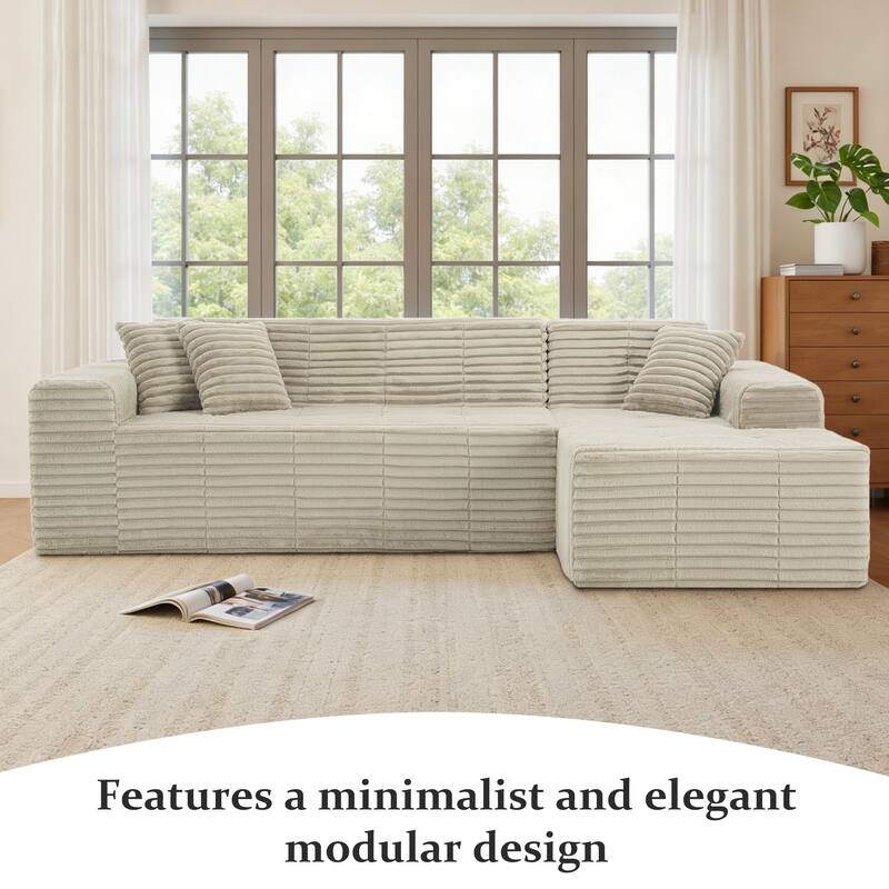 Scandinavian Corduroy Full-Foam Modular Sectional Sofa Set
