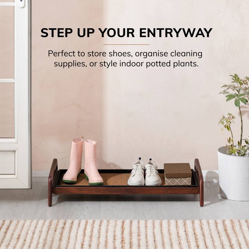 Jani Single-Tier Brown Stand 3-Pair Rubber Boot Tray
