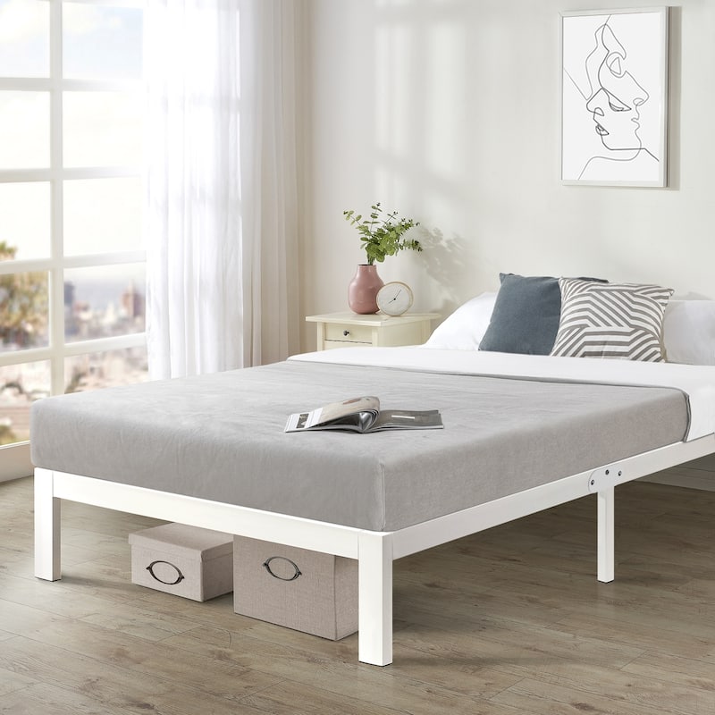 Heavy Duty Steel Slat Platform Bed Frame Series Titan E By Crown Comfort - White - Queen