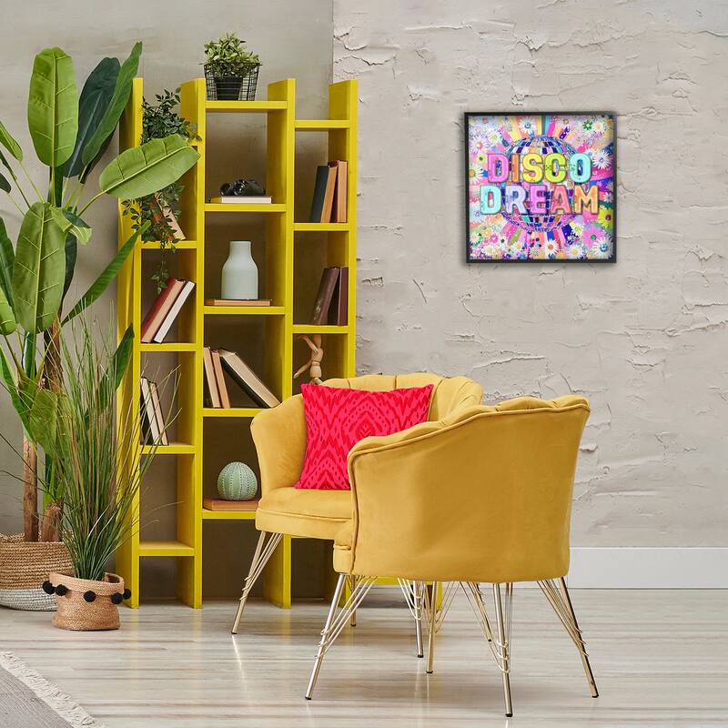 Stupell Vivid Disco Dream with Daisies Framed Giclee Art Design By Jess Stempel