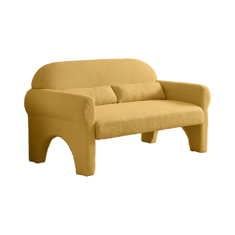 Featured Sofa with Lumbar Pillow, 2 Seater Couch with Solid Wood Frame, Loveseat Sofa for Reading Room Bedroom