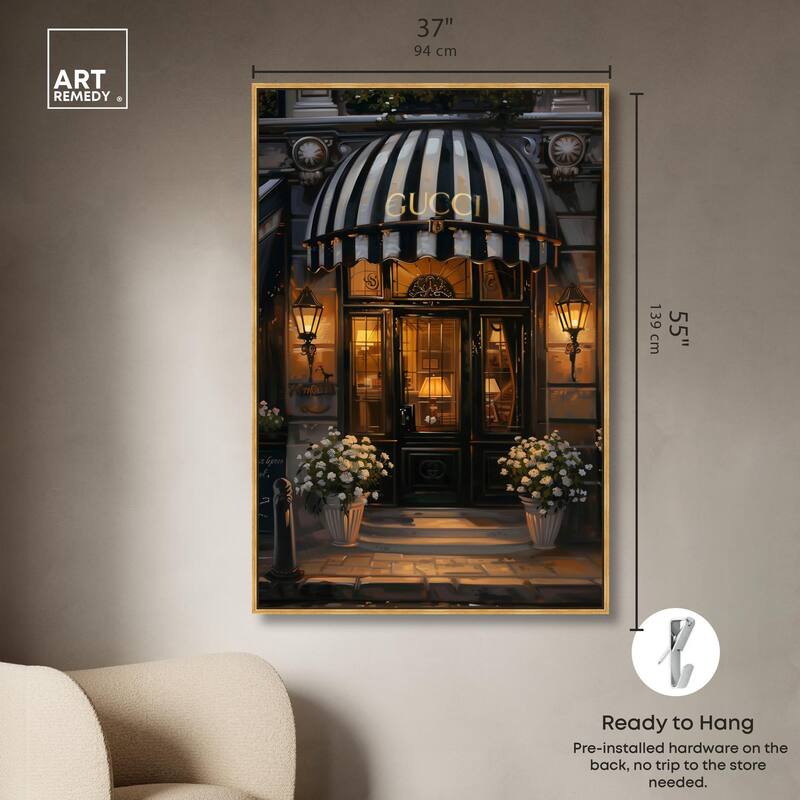 Elegant Night Time Store Visit Canvas by Art Remedy