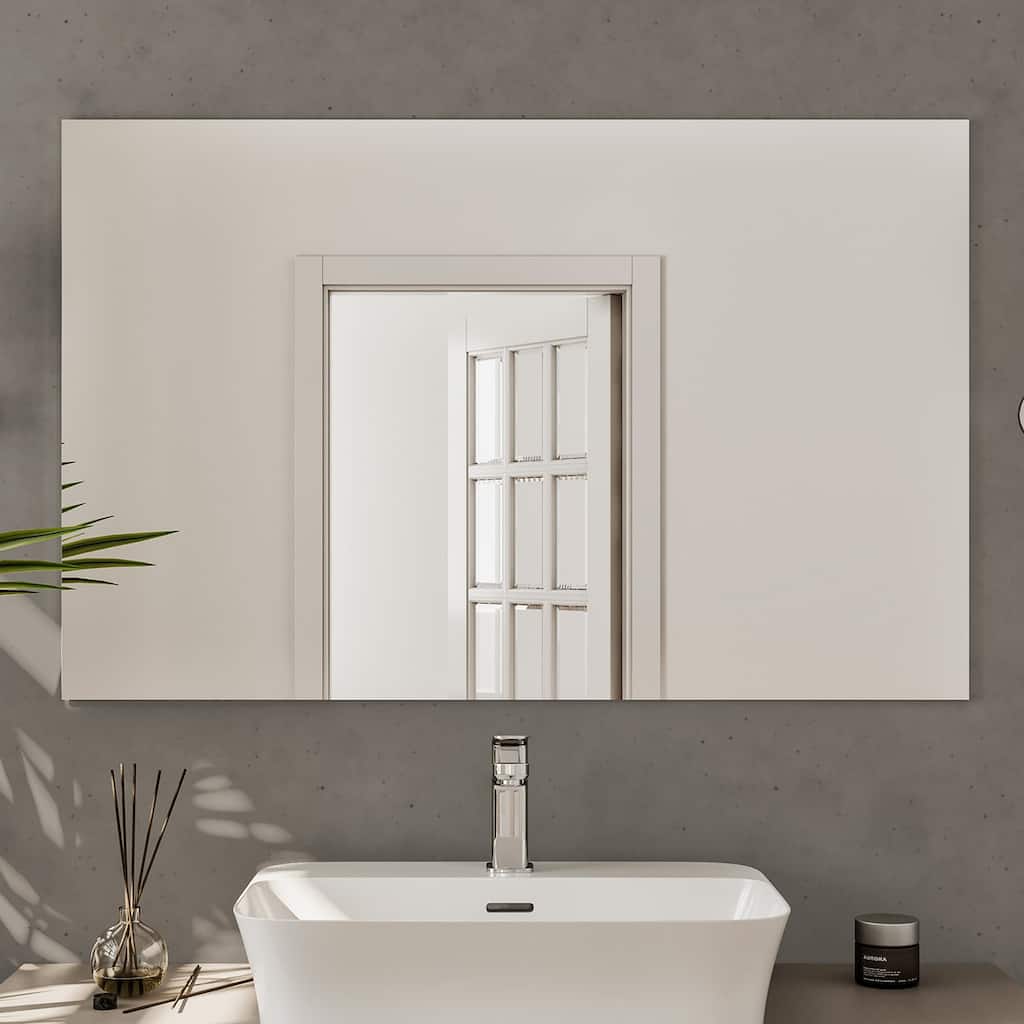 Eviva Sleek 42" x 30" Rectangular Modern Frameless Mirror - Clear