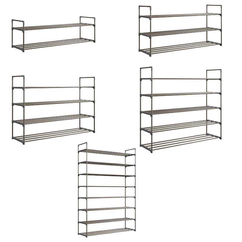 Shoe Rack - 2-Tier Shoe Organizer Shelf Holds 10 Pairs Sneakers, Heels, Boots by Home-Complete (Gray)