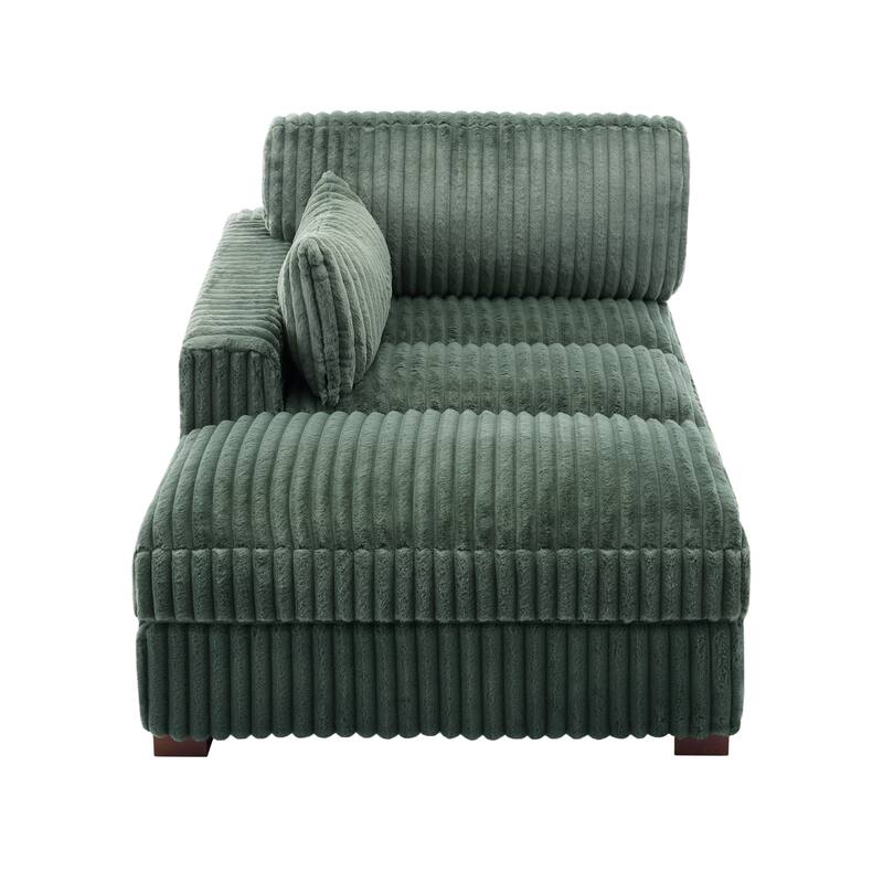 41" W Plush Corduroy Chaise Lounge with Pillows