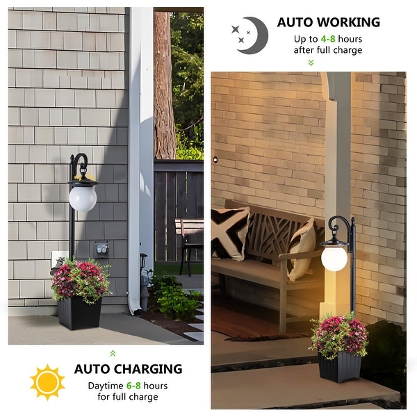C Cattleya Integrated LED Solar Outdoor Post Light with Planter