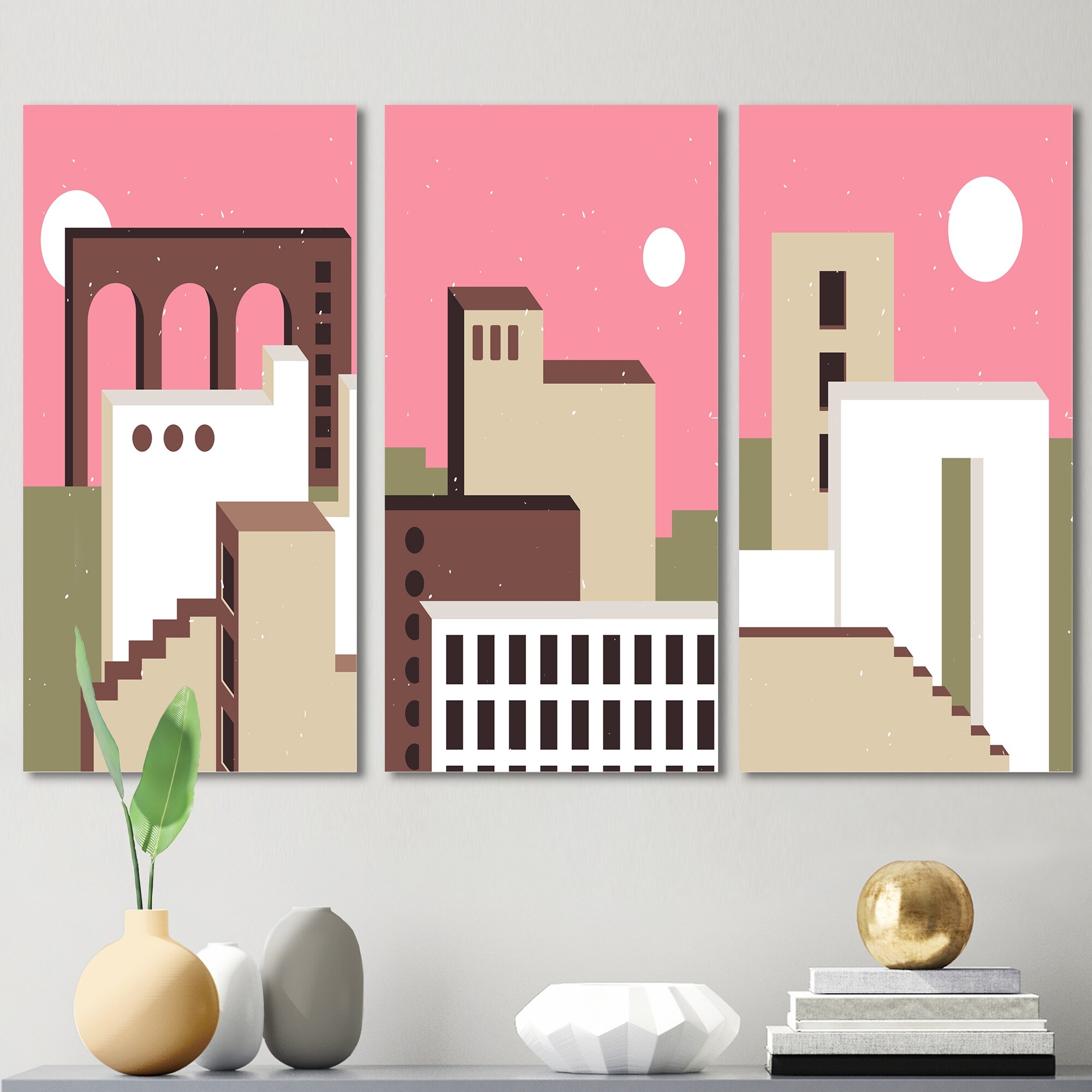 Designart Mid-Century Modern Art: Minimal Abstract Shapes in Retro Colors II - Vibrant Retro-Inspired Abstract Wall Art for Contemporary Spaces-image