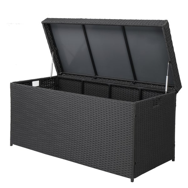Outdoor 132 Gal. Rattan Deck Storage Box - Black