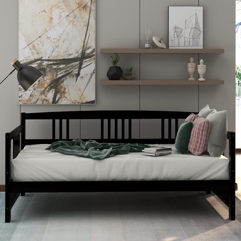 Modern Solid Wood Daybed, Multifunctional, Twin Size, Espresso