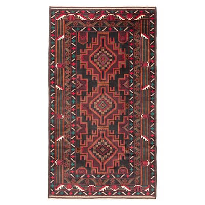 ECARPETGALLERY Hand-knotted Teimani Black Wool Rug - 3'10 x 6'9