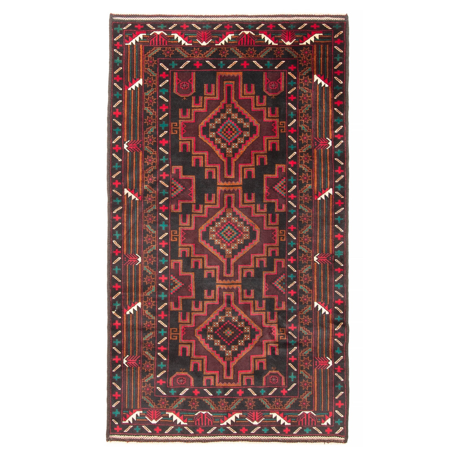 ECARPETGALLERY Hand-knotted Teimani Black Wool Rug - 3'10 x 6'9