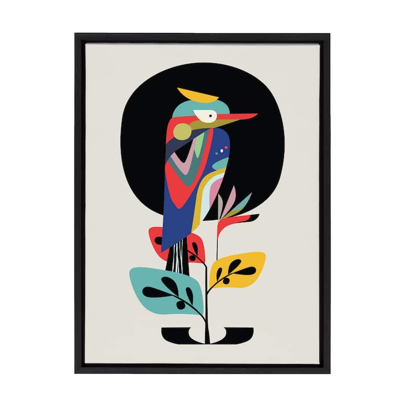 Kate and Laurel Sylvie Kookaburra Moon by Rachel Lee of My Dream Wall - 18x24 - Plastic - Black