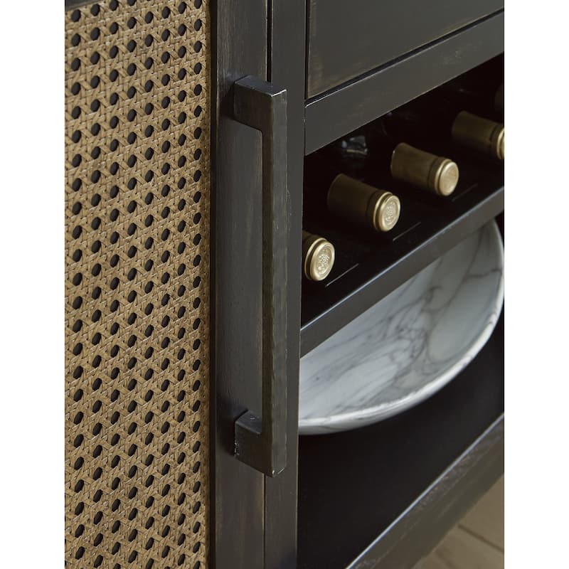 Signature Design by Ashley Galliden Black/Brown Dining Server - 56"W x 18"D x 38.25"H