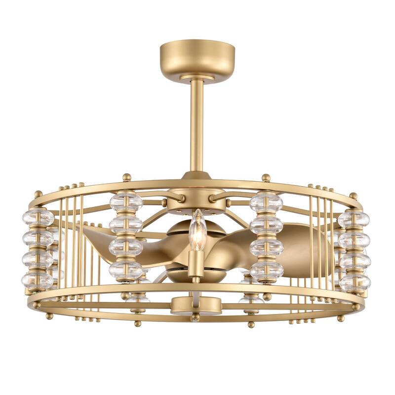 Randy 28 Inch Modern Matte Gold Clear Glass Fandelier with Remote