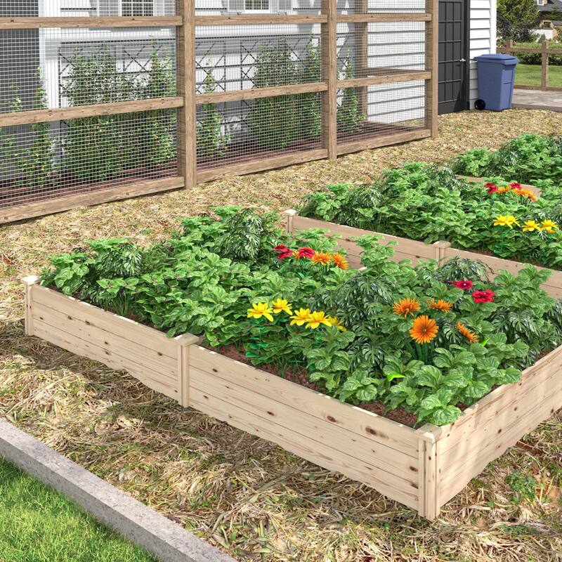 VEIKOUS Natural Wood Raised Garden Bed, Outdoor Planter Box for Vegetables, Flowers, Herbs - 25.8 cu.ft