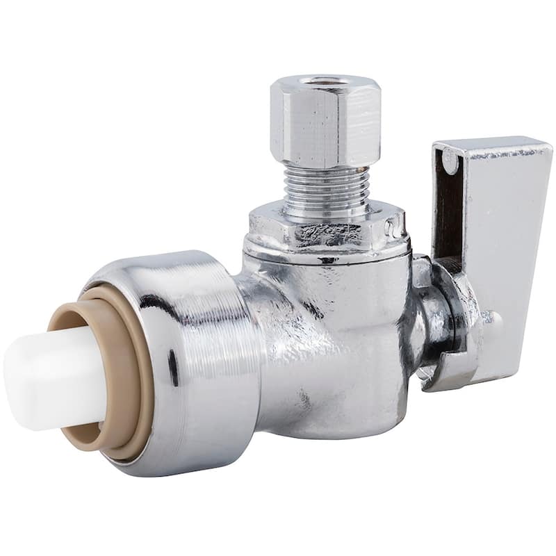 Jones Stephens 1/2" x 3/8" OD COMP PlumBite� Push On Supply Stop, - Chrome